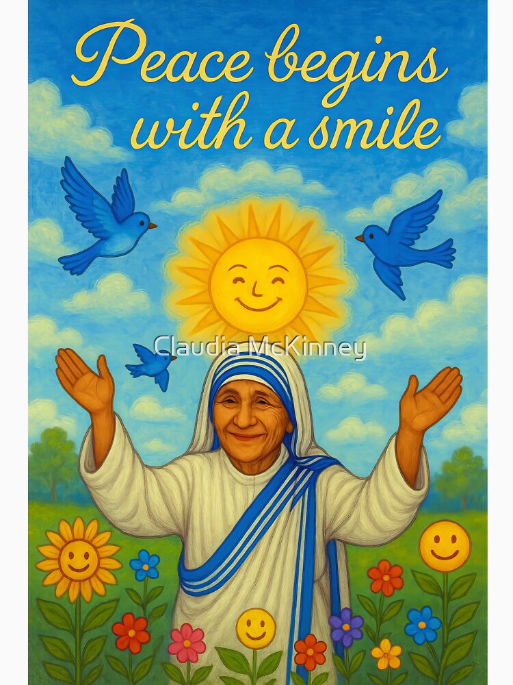 Thumbnail 7 of 7, Classic T-Shirt, Peace Begins with a Smile designed and sold by phatpuppyart.