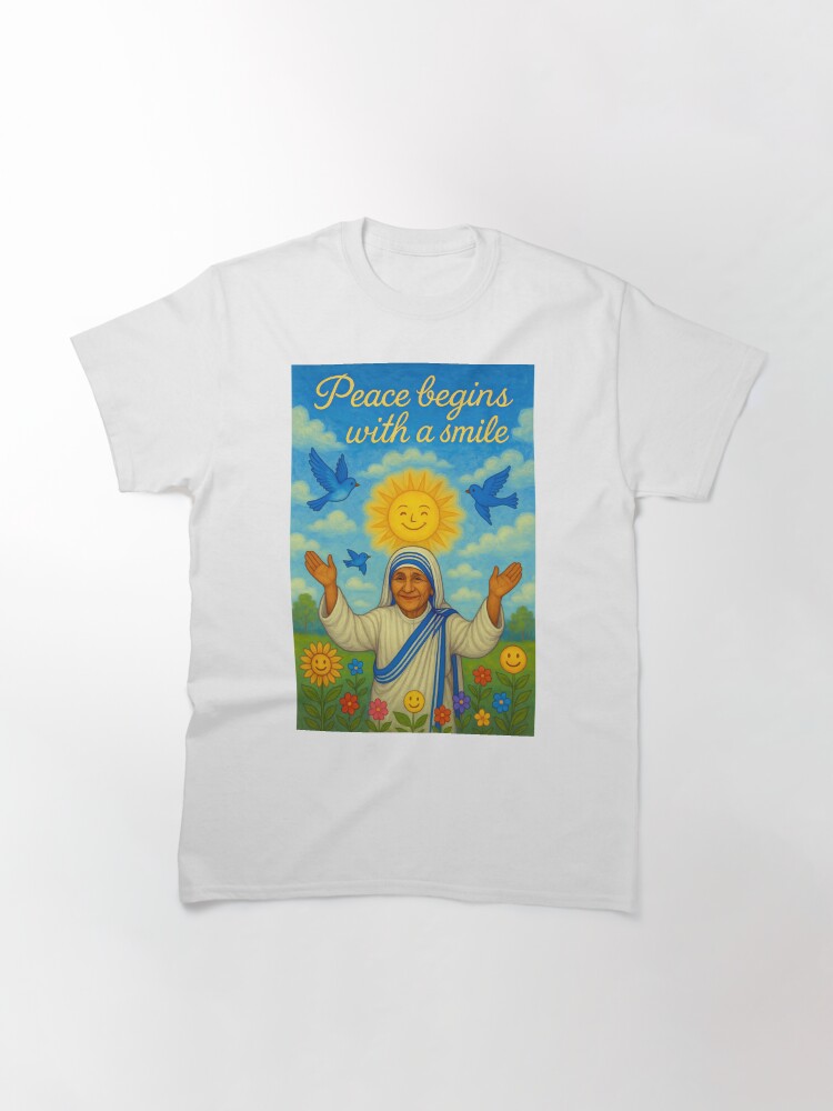 Thumbnail 3 of 7, Classic T-Shirt, Peace Begins with a Smile designed and sold by phatpuppyart.