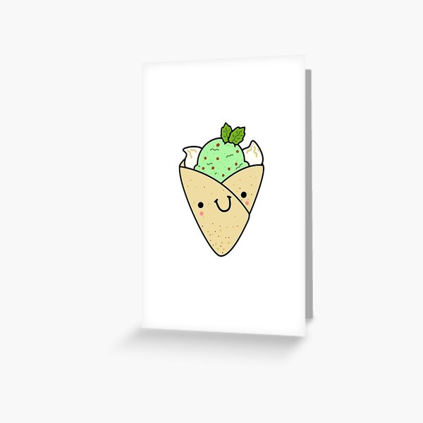 Vista previa del artículo con la obra «Crepe de helado con chispas de chocolate y menta kawaii», diseñado y vendido por kawaiilife.