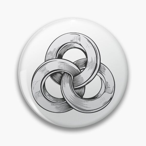 Item preview, Black and white abstract of three interconnected circles, creating a knot-like form against, Three rings intersect, Three linked circles, Three connected circles, Three intertwined circles designed and sold by Danler.