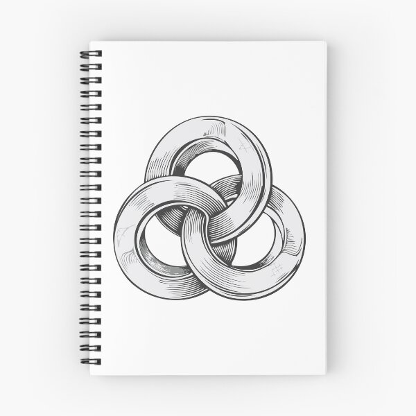 Item preview, Black and white abstract of three interconnected circles, creating a knot-like form against, Three rings intersect, Three linked circles, Three connected circles, Three intertwined circles designed and sold by Danler.