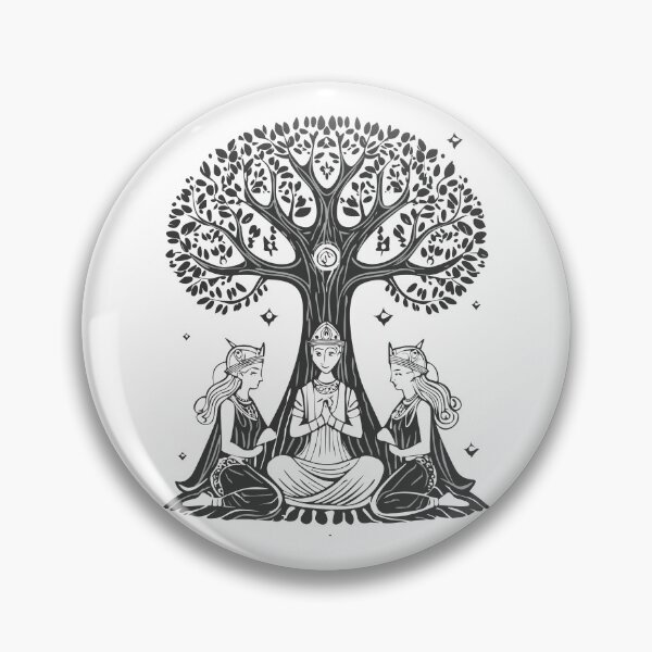Item preview, Three goddesses - nornir (Norns) -  known as Urd (Urdr), Verdandi, and Skuld, who weave the threads of fate and tend to the world tree, Yggdrasill, ensuring it stays alive at the center of the cosmos designed and sold by Danler.