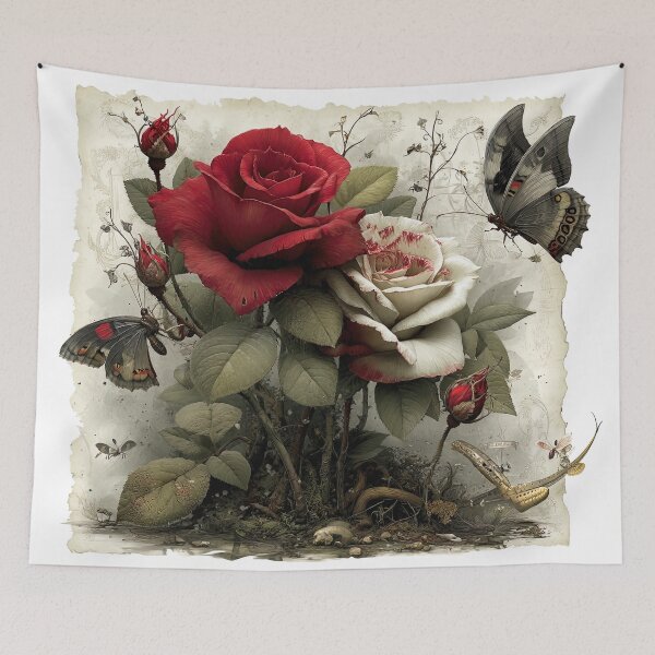 Item preview, "Nature's Symphony: A Dance of Roses and Butterflies" designed and sold by bloorose.