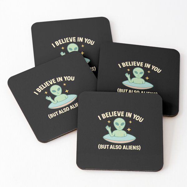 Item preview, I Believe in You (But Also Aliens) | Funny Wholesome Alien Pastel Quote designed and sold by DJCApparel.