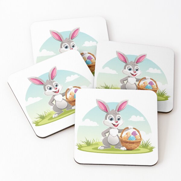 Item preview, Cartoon smiling Easter bunny with a basket full of Easter eggs designed and sold by Danler.