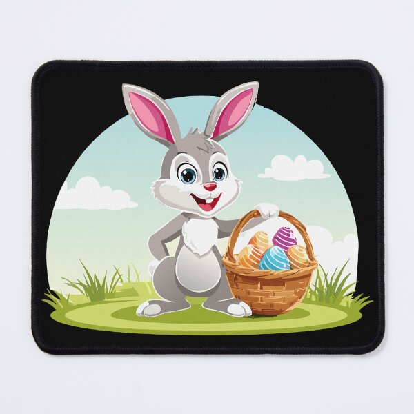 Item preview, Cartoon smiling Easter bunny with a basket full of Easter eggs designed and sold by Danler.