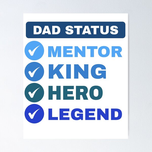 Item preview, Dad Status Checklist – Mentor King Hero Legend | Bold Typography Fathers Day Phrase designed and sold by Sunserize Designs.