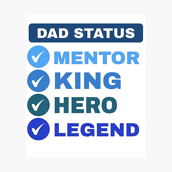 Item preview, Dad Status Checklist – Mentor King Hero Legend | Bold Typography Fathers Day Phrase designed and sold by Sunserize Designs.