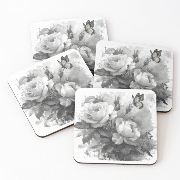Item preview, "Echoes of Elegance: Butterflies and Blooms in Monochrome" designed and sold by bloorose.