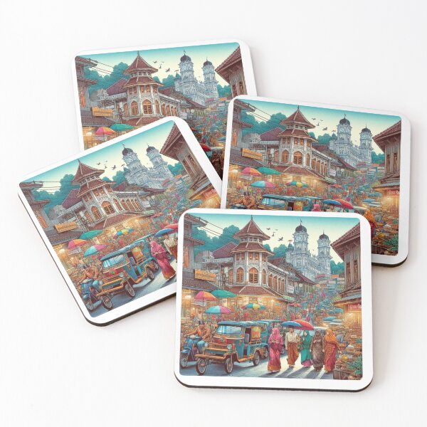 Item preview, Bukittinggi City Market Design – Colorful AI Illustration for Clothing, Accessories & West Sumatra Travel-Inspired Fashion designed and sold by knalpot-design.