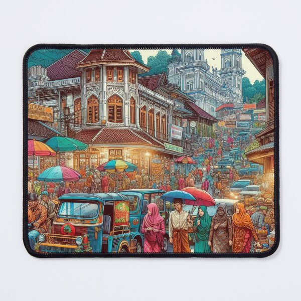 Item preview, Bukittinggi City Market Design – Colorful AI Illustration for Clothing, Accessories & West Sumatra Travel-Inspired Fashion designed and sold by knalpot-design.