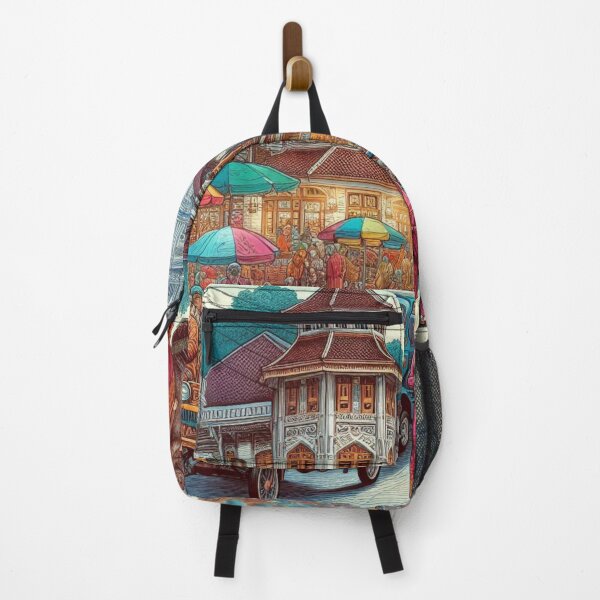 Item preview, Bukittinggi City Market Design – Colorful AI Illustration for Clothing, Accessories & West Sumatra Travel-Inspired Fashion designed and sold by knalpot-design.