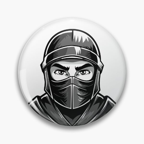 Item preview, Black and white portrait head male warrior ninja - assassin - with a black mask on his face covering his face designed and sold by Danler.