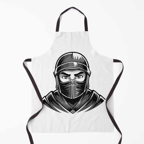Item preview, Black and white portrait head male warrior ninja - assassin - with a black mask on his face covering his face designed and sold by Danler.