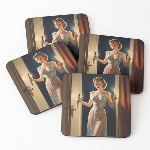 Item preview,  Vintage Femme Fatale with Candle and Knife - Retro Noir Pulp Art Print designed and sold by Very Peculiar.