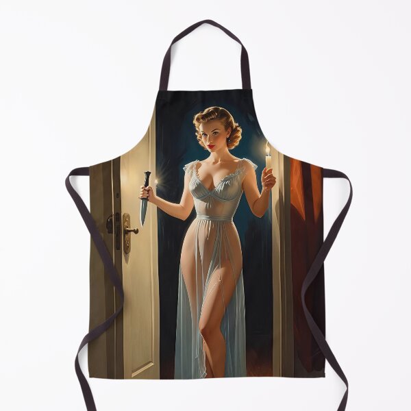 Item preview, Vintage Femme Fatale with Candle and Knife - Retro Noir Pulp Art Print designed and sold by Very Peculiar.
