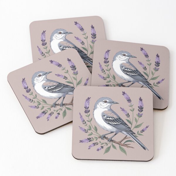 Item preview, Northern Mockingbird Among Lavender Wildflowers designed and sold by BirdsnStuff.