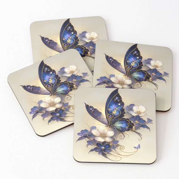 Item preview, "Ethereal Elegance: The Dance of Blue and Gold" designed and sold by bloorose.