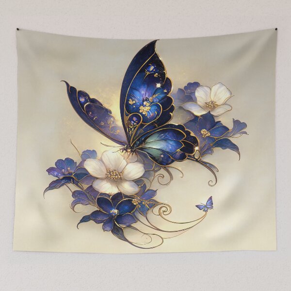 Item preview, "Ethereal Elegance: The Dance of Blue and Gold" designed and sold by bloorose.