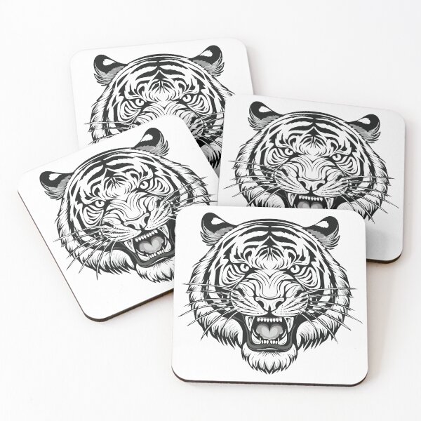Item preview, Black and white wild animal tiger head face mascot design vector illustration, (Panthera tigris) big cat jungle animal designed and sold by Danler.