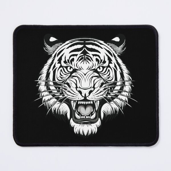 Item preview, Black and white wild animal tiger head face mascot design vector illustration, (Panthera tigris) big cat jungle animal designed and sold by Danler.