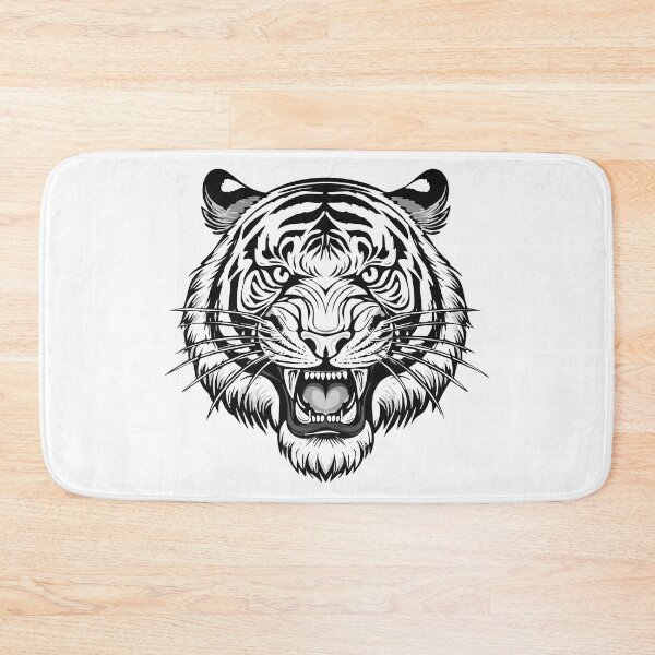 Item preview, Black and white wild animal tiger head face mascot design vector illustration, (Panthera tigris) big cat jungle animal designed and sold by Danler.