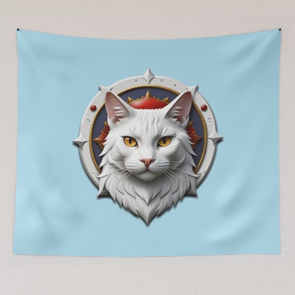 Item preview, WHITE CAT SHIELD (#B1E2F3) designed and sold by Marlon Oseguera.