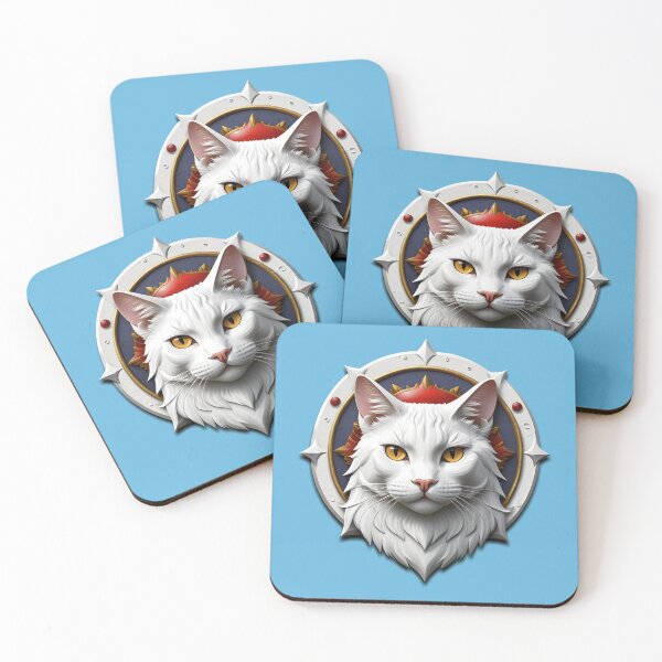 Item preview, WHITE CAT SHIELD (#65B7DD) designed and sold by Marlon Oseguera.