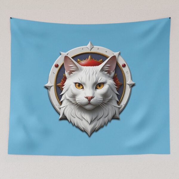 Item preview, WHITE CAT SHIELD (#65B7DD) designed and sold by Marlon Oseguera.