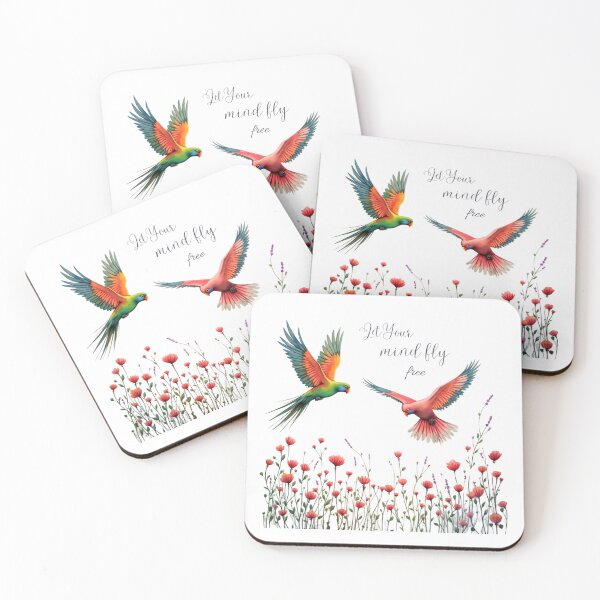 Item preview, Let Your Mind Fly Free - Parrots art, Birds and Flowers designed and sold by HEI DesignPartners.