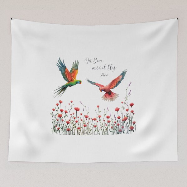 Item preview, Let Your Mind Fly Free - Parrots art, Birds and Flowers designed and sold by HEI DesignPartners.