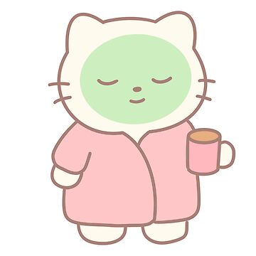 Artwork thumbnail, Face Mask Cute Cat with Coffee | Hand-Drawn Illustration by strawberrycups