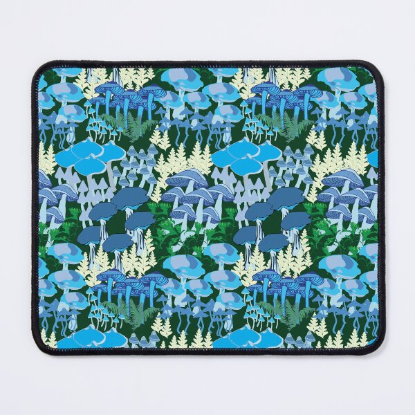 Item preview, Blue Mushroom Forest Fungi Pattern designed and sold by Madeline Binder Art & Design.