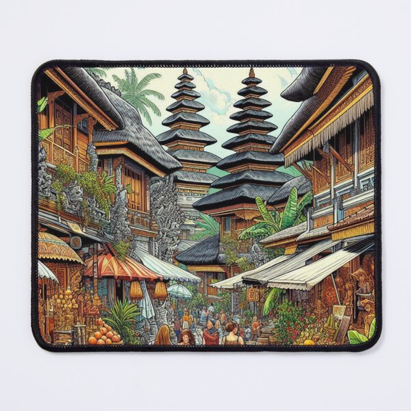 Item preview, Ubud Bali Market Design – Vibrant AI Illustration for Clothing, Accessories & Balinese Travel-Inspired Tropical Fashion designed and sold by knalpot-design.