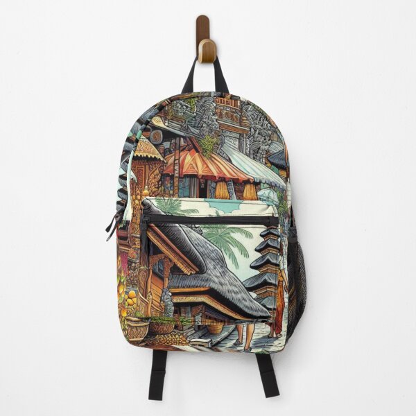 Item preview, Ubud Bali Market Design – Vibrant AI Illustration for Clothing, Accessories & Balinese Travel-Inspired Tropical Fashion designed and sold by knalpot-design.