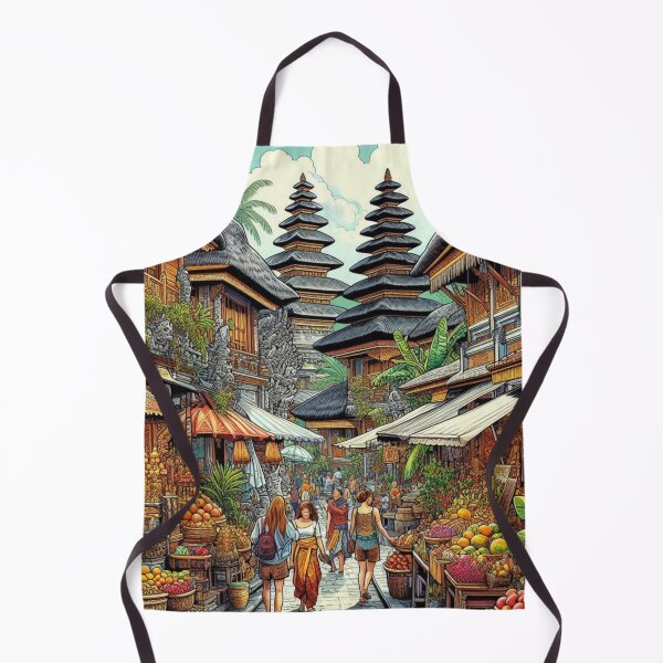 Item preview, Ubud Bali Market Design – Vibrant AI Illustration for Clothing, Accessories & Balinese Travel-Inspired Tropical Fashion designed and sold by knalpot-design.