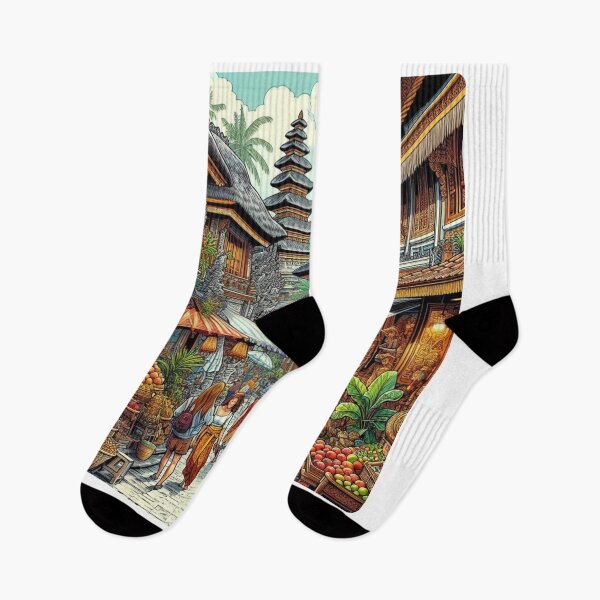 Item preview, Ubud Bali Market Design – Vibrant AI Illustration for Clothing, Accessories & Balinese Travel-Inspired Tropical Fashion designed and sold by knalpot-design.