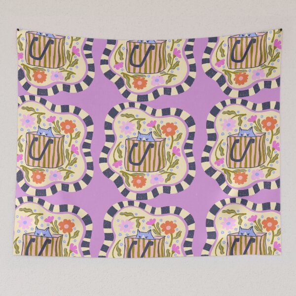 Item preview, A little cat sits in a bag with flower all around it. designed and sold by SaitonG.