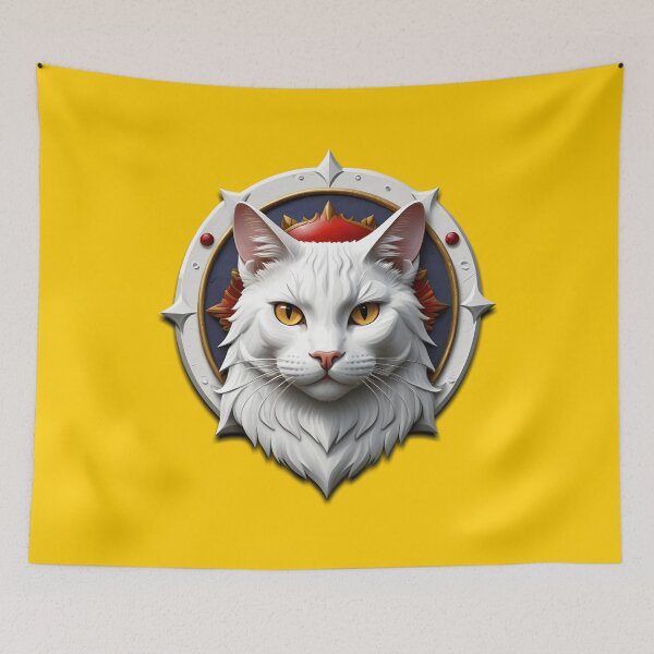 Item preview, WHITE CAT SHIELD (#FFCC00) designed and sold by Marlon Oseguera.