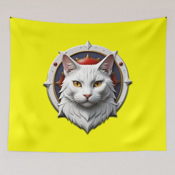 Item preview, WHITE CAT SHIELD (#FFFF00) designed and sold by Marlon Oseguera.