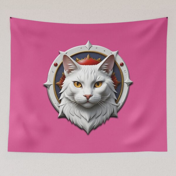 Item preview, WHITE CAT SHIELD (#E14F90) designed and sold by Marlon Oseguera.