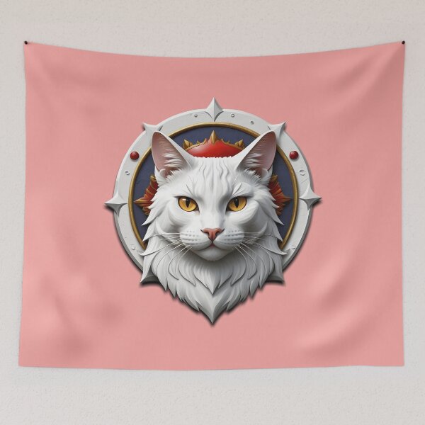 Item preview, WHITE CAT SHIELD (#F7A4A0) designed and sold by Marlon Oseguera.