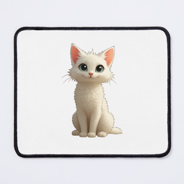 Item preview, Adorable White Kitten Art - Cute Cartoon Cat Design designed and sold by www.contentcraze.in.