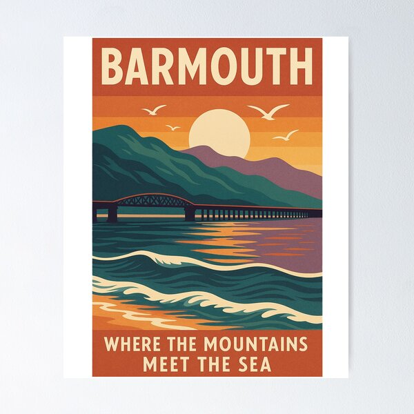 Item preview, Barmouth – Where the Mountains Meet the Sea designed and sold by kablon art ⭐⭐⭐⭐.