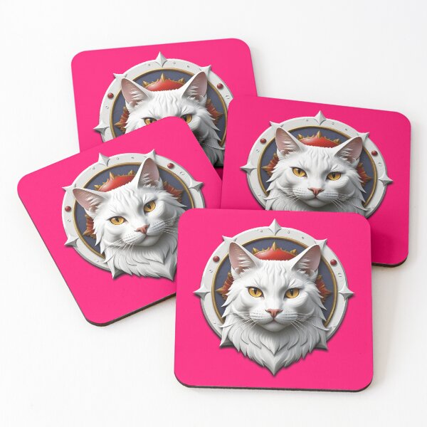 Item preview, WHITE CAT SHIELD (#FF0066) designed and sold by Marlon Oseguera.