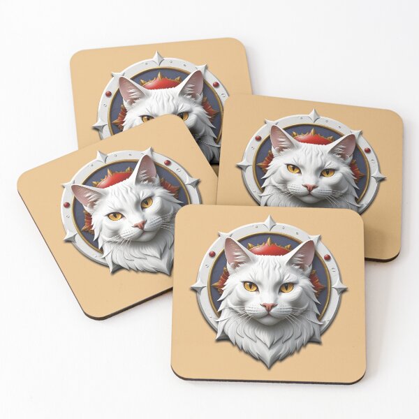Item preview, WHITE CAT SHIELD (#E6B97F) designed and sold by Marlon Oseguera.