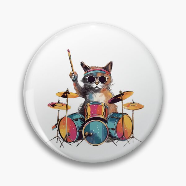 Item preview, Rock Star Cat on Drums – Feline Beats designed and sold by WHDProduction45.