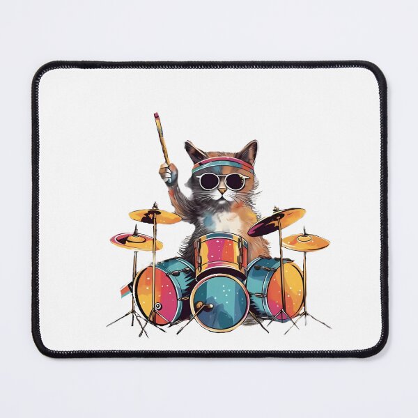 Item preview, Rock Star Cat on Drums – Feline Beats designed and sold by WHDProduction45.