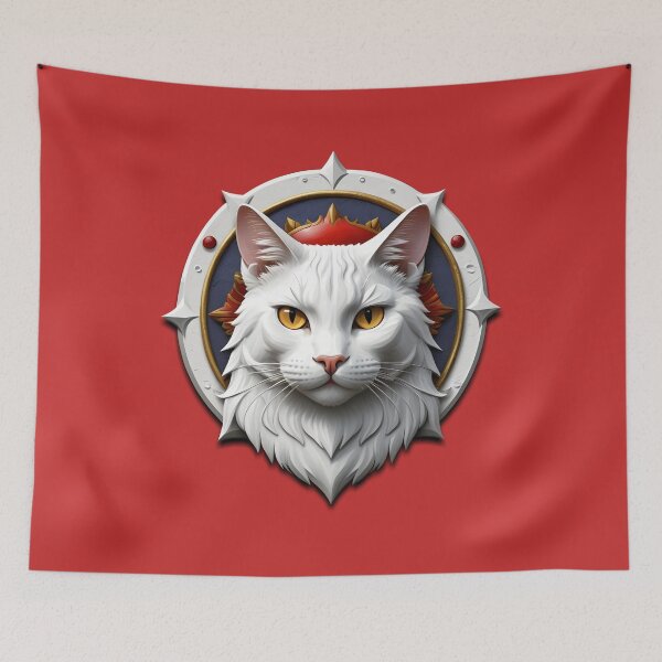 Item preview, WHITE CAT SHIELD (#C42A2A) designed and sold by Marlon Oseguera.
