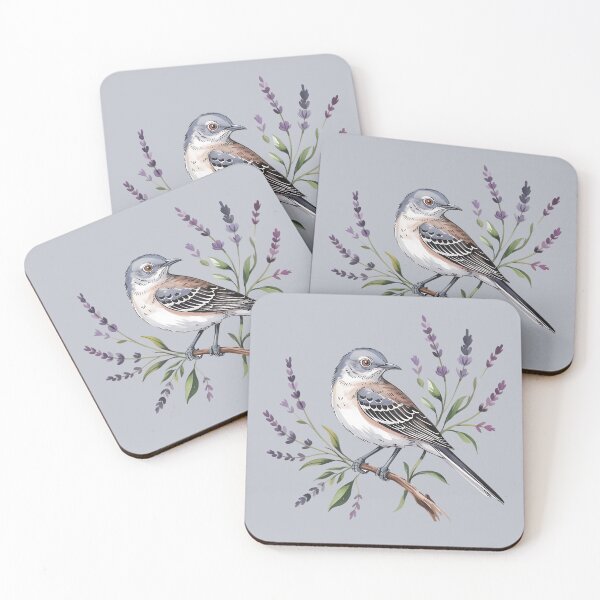 Item preview, Charming Northern Mockingbird Among Wildflowers designed and sold by BirdsnStuff.